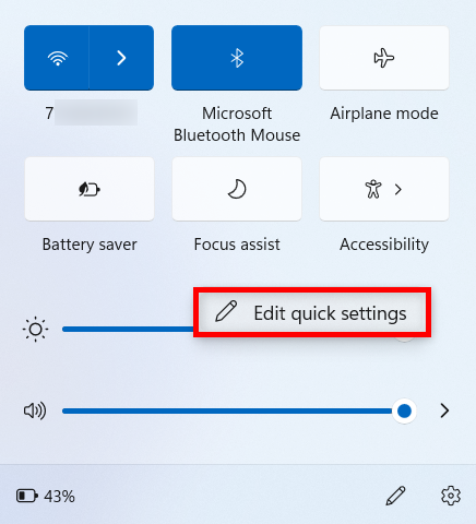 Seleccione Editar configuración rápida en el menú contextual