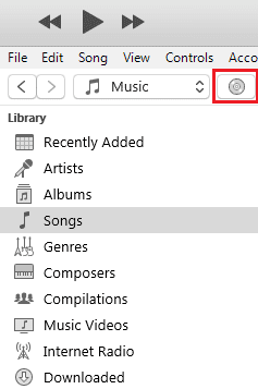 haga clic en el icono de cd en itunes.  Cómo transferir CD a iPhone