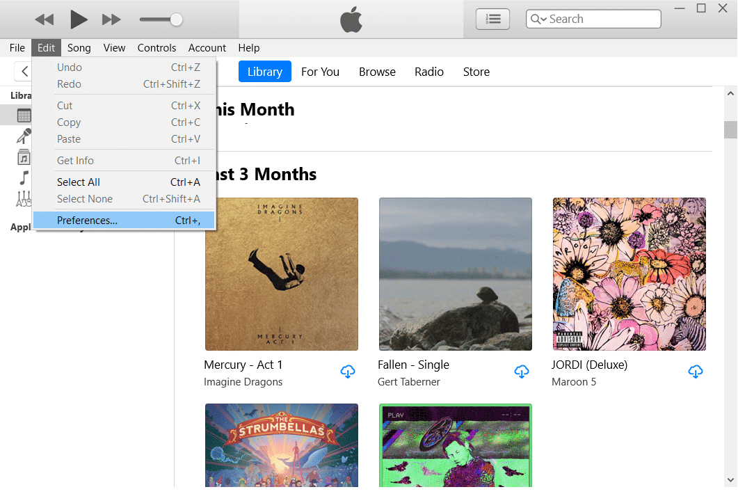 itunes Editar preferencias