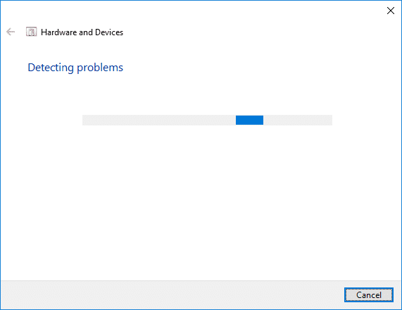 Ejecute el Solucionador de problemas de hardware y dispositivos |  Arreglar el dispositivo compuesto USB no puede funcionar correctamente con USB 3.0