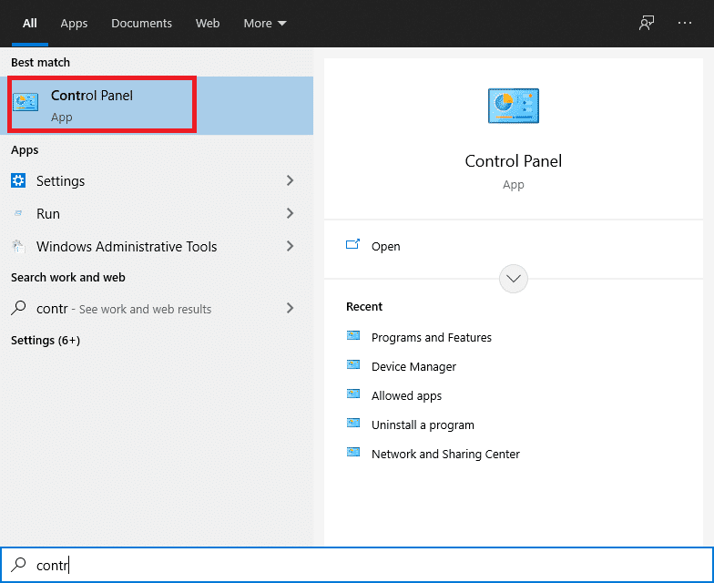 Vaya al menú Inicio y seleccione Panel de control |  Corregido: Error de actualización de Windows 0x800704c7