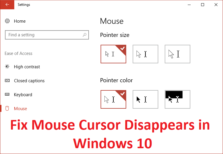 Arreglar el cursor del mouse desaparece en Windows 10