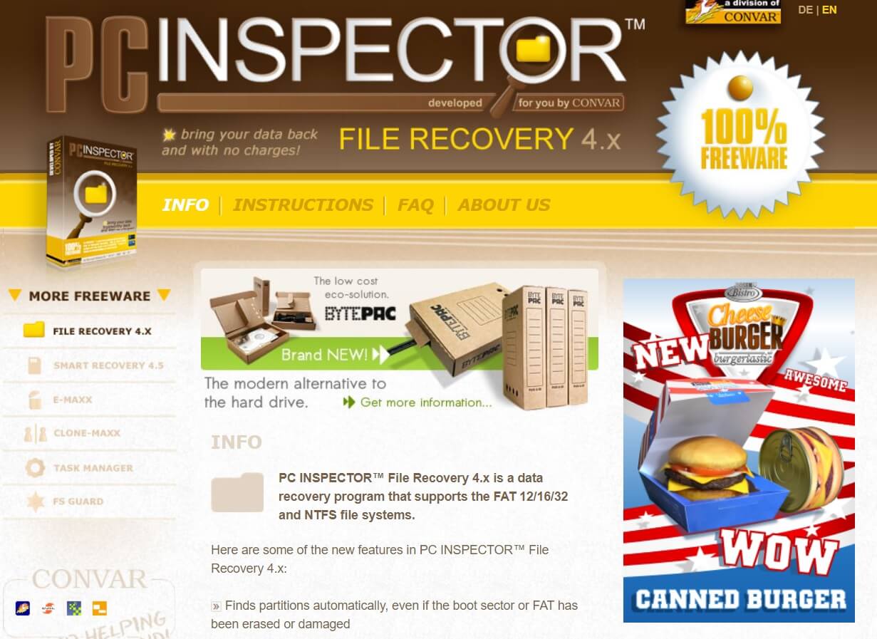 Recuperación de archivos de PC Inspector