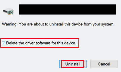 desinstalar un mensaje de advertencia del controlador del dispositivo.  Solucionar error de dispositivo de E/S