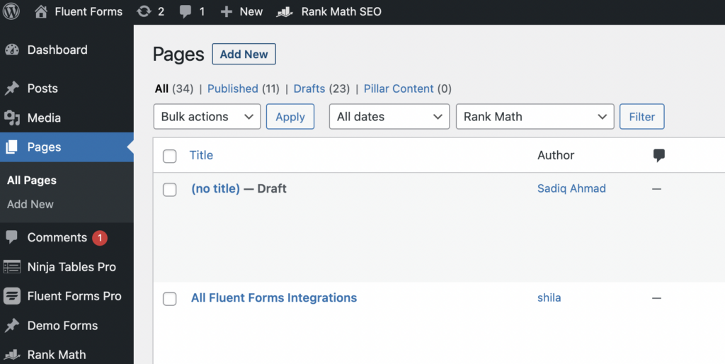 Formas fluidas, WordPress