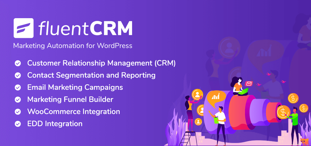 fluentcrm, wordpress CRM, complemento de marketing por correo electrónico de wordpress