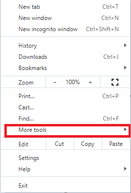 Aquí, haga clic en la opción Más herramientas.