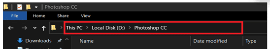 Haga clic en la barra de direcciones del directorio.  Cómo cambiar de directorio en CMD Windows 10