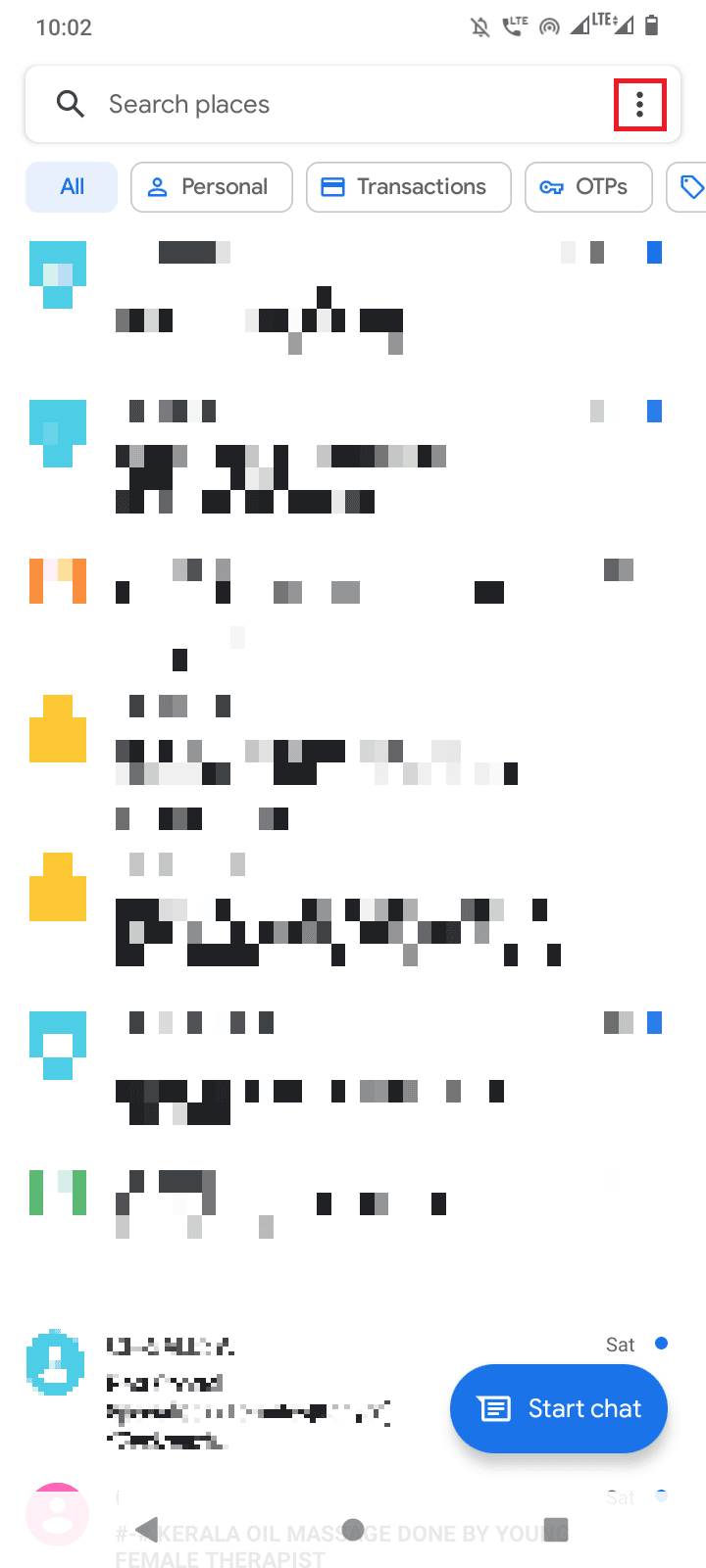 toque el icono de tres puntos en la aplicación Mensajes