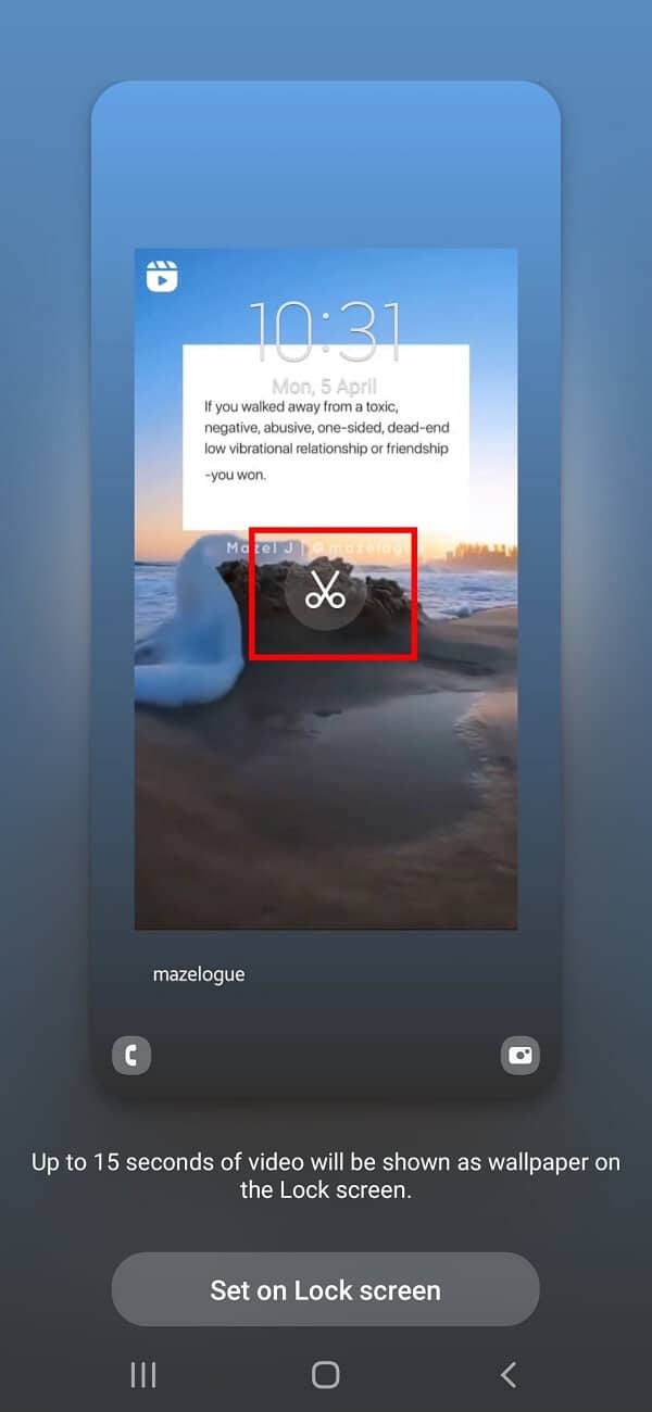 Ajuste el video tocando el ícono Editar en el medio de su fondo de pantalla.