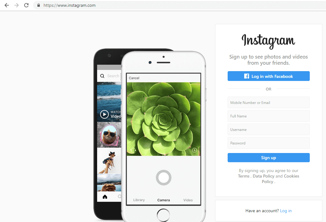 Abra el sitio web de Instagram desde su computadora | Olvidé la contraseña de Instagram