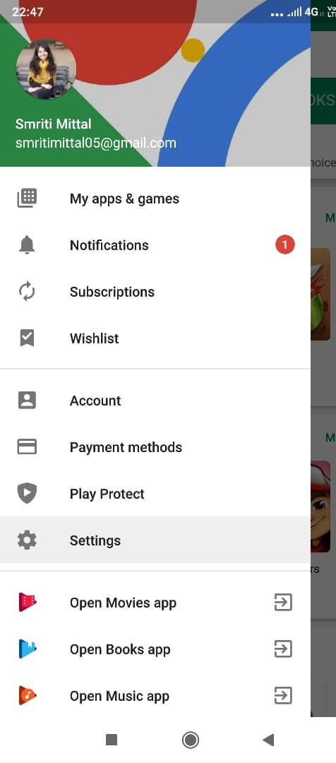 En el menú, toque 'Configuración'