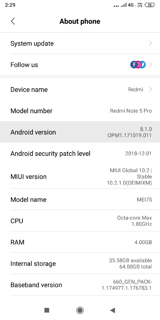 Pestaña varias veces en 'Versión de Android'