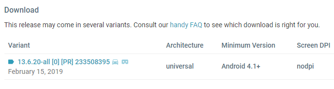 desplácese hacia abajo hasta el bloque 'Descargar' y seleccione la variante requerida