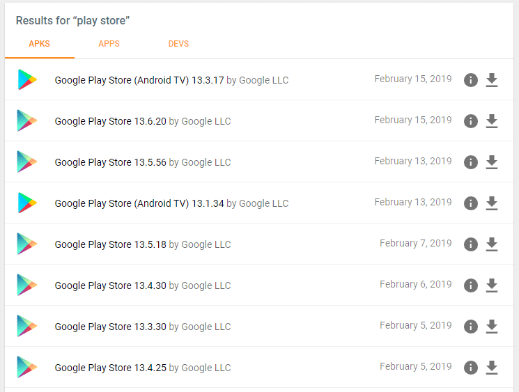 Descarga la última versión de Play Store de la lista