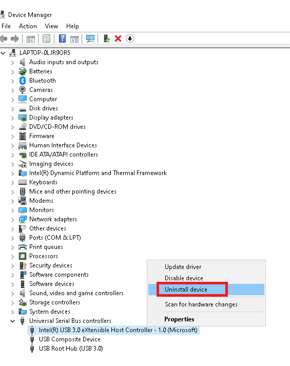 desinstalar dispositivo USB 3.0