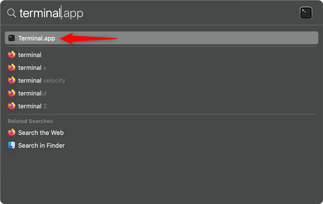 Busque y abra la aplicación para descargar la versión de macOS desde Terminal