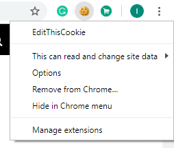 Haga clic derecho en el icono de la extensión que desea eliminar