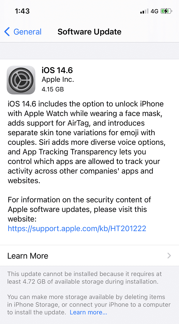 Actualización de software iOS