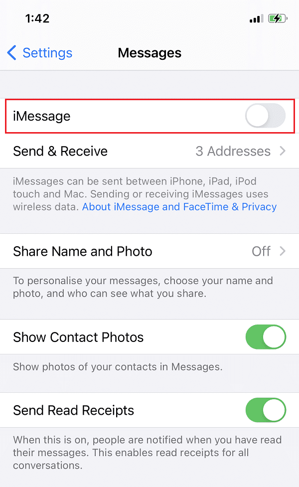 APAGAR iMessage
