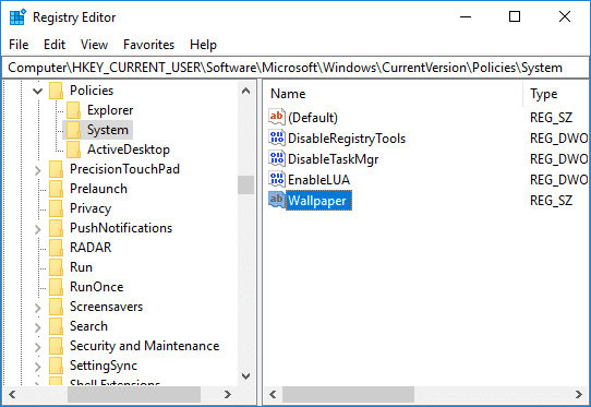 Asigne un nombre a la cadena Fondo de pantalla y presione Entrar
