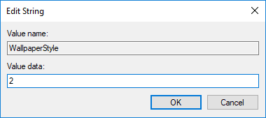 Haga doble clic en WallpaperStyle y luego cambie su valor