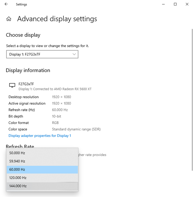 Establecer la frecuencia de actualización