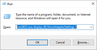 rundll32.exe pantalla.dll, ShowAdapterSettings 1