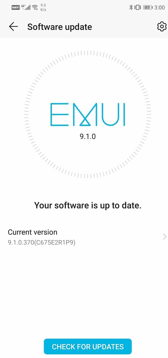 Encuentre una opción para buscar actualizaciones de software.  |  Reparar Internet puede no estar disponible Error en Android
