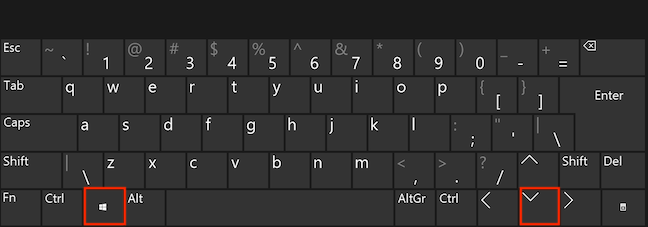 Presione las teclas de flecha hacia abajo y de Windows simultáneamente