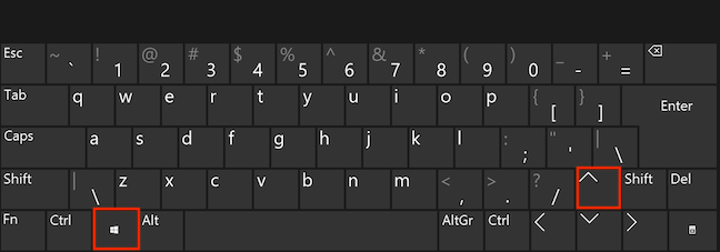 Presione simultáneamente las teclas de flecha arriba y Windows