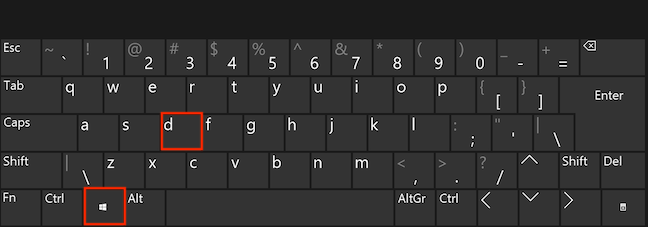 Presionar simultáneamente las teclas Windows y D minimiza todas las ventanas