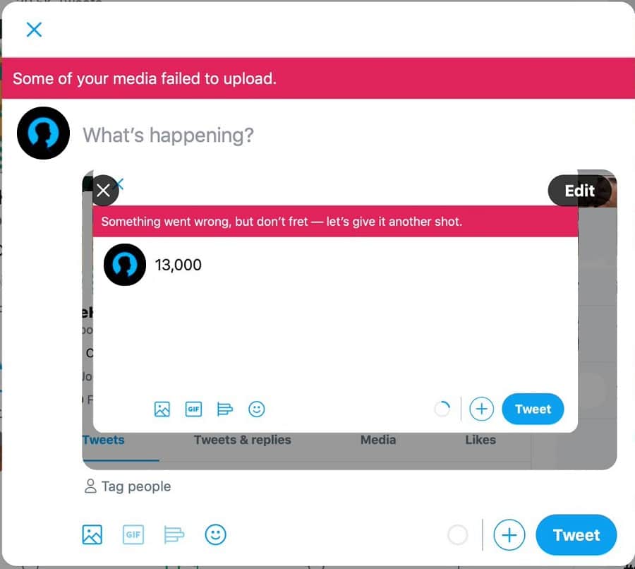Error de Twitter Algunos medios no se pudieron cargar