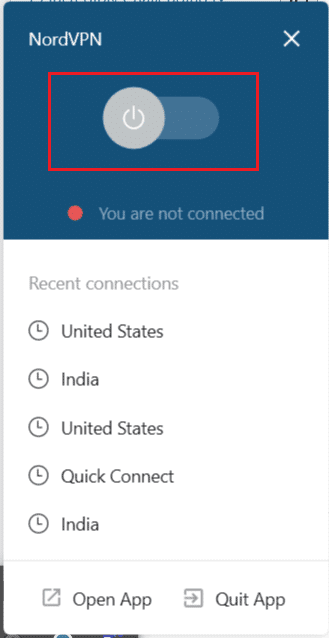Deshabilitar la VPN