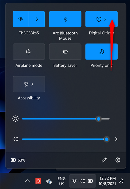 Haga clic o toque el nombre de la VPN