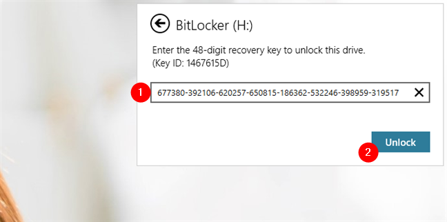 Desbloqueo de una unidad USB cifrada con su clave de recuperación de BitLocker