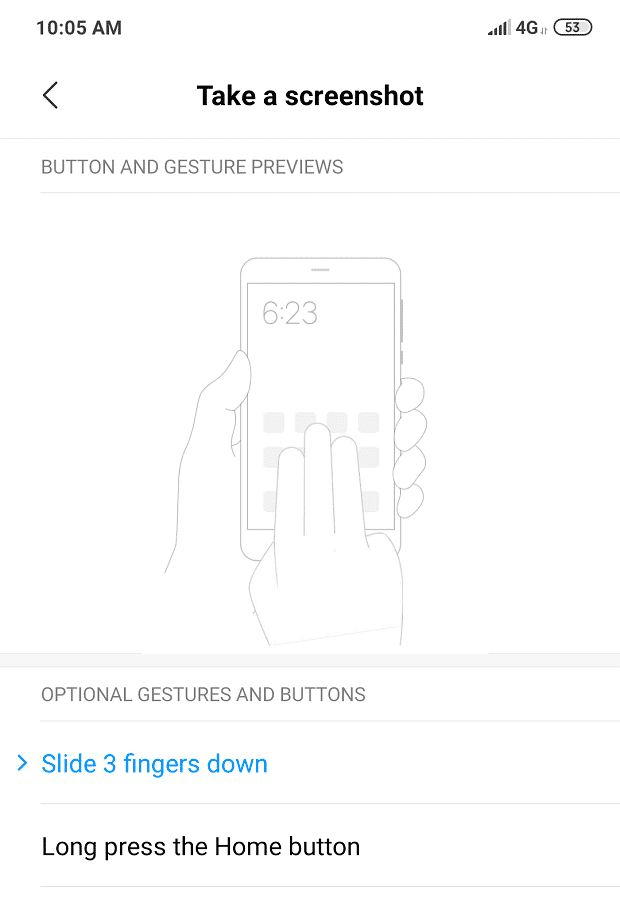 Use deslizar tres dedos para tomar una captura de pantalla en Android
