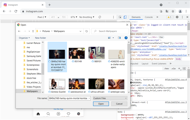 Selecciona la foto que quieres subir a Instagram