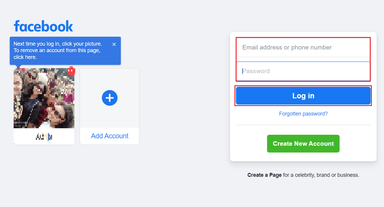 Visite el sitio web de Facebook en su navegador Inicie sesión en su cuenta |  recupera tu contraseña de facebook sin email ni número de teléfono