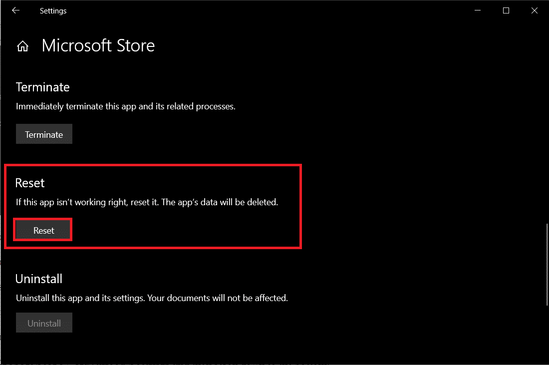 Restablecer tienda de Microsoft