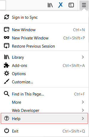 Haga clic en las tres líneas en la esquina superior derecha y luego seleccione Ayuda