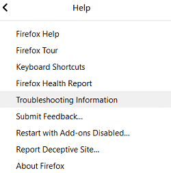 Haga clic en Ayuda y elija Información de solución de problemas