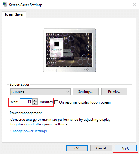 configure su protector de pantalla para que se active después de un período de tiempo más razonable