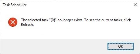 Reparar La tarea seleccionada {0} ya no existe Error