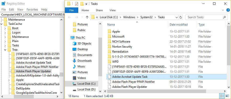 uno por uno copie el nombre de las Tareas de C:WindowsSystem32Tasks y busque estas Tareas en la subclave del registro TaskCacheTask y TaskCacheTree