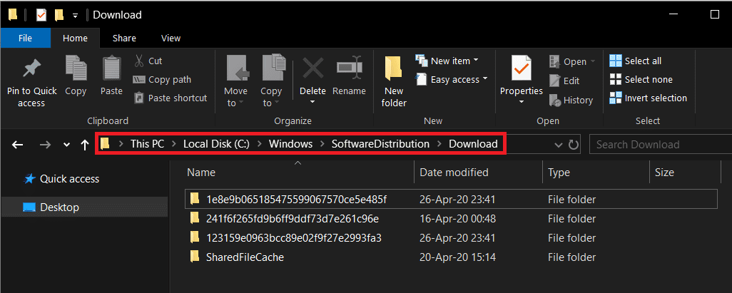 Dirígete a la siguiente ubicación - C:WindowsSoftwareDistributionDownload