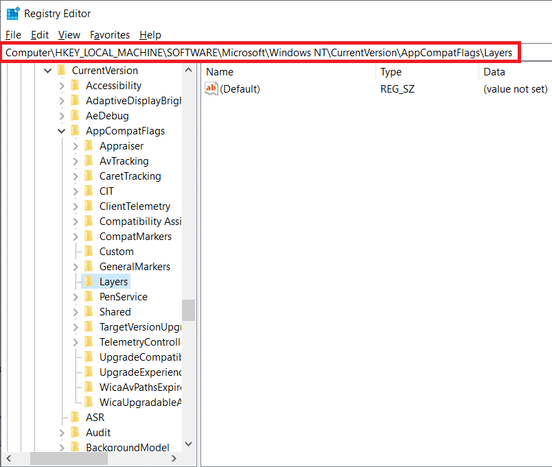 Dirígete a la ruta del registro | Cómo reparar el error 0x80004005 en Windows 10