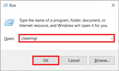 Inicie el comando ejecutar, escriba cleanmgr y presione enter
