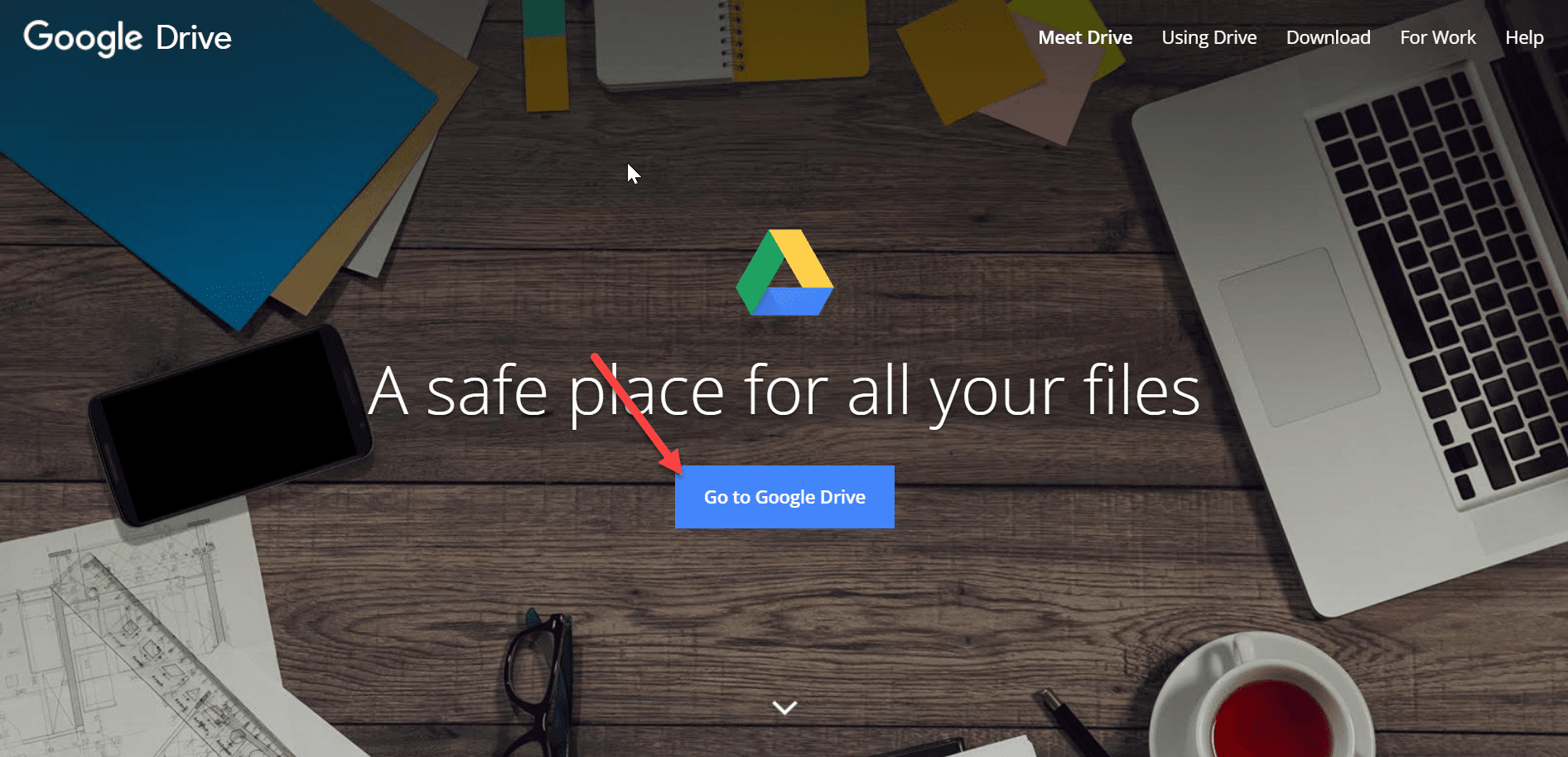 Navegue al sitio web de Cloud Services como Google Drive en su navegador web