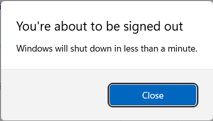 Windows 11 muestra una advertencia antes de reiniciar
